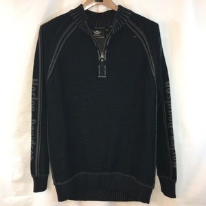 Mens Harley Davidson Sweater 1/4 Zip Black XL